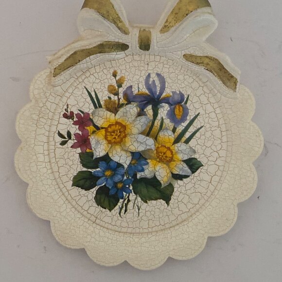 6 Piece BON JOUR Coasters Crackel Floral Design Stand Holder 6 Piece KOREN VTG - Picture 5 of 13